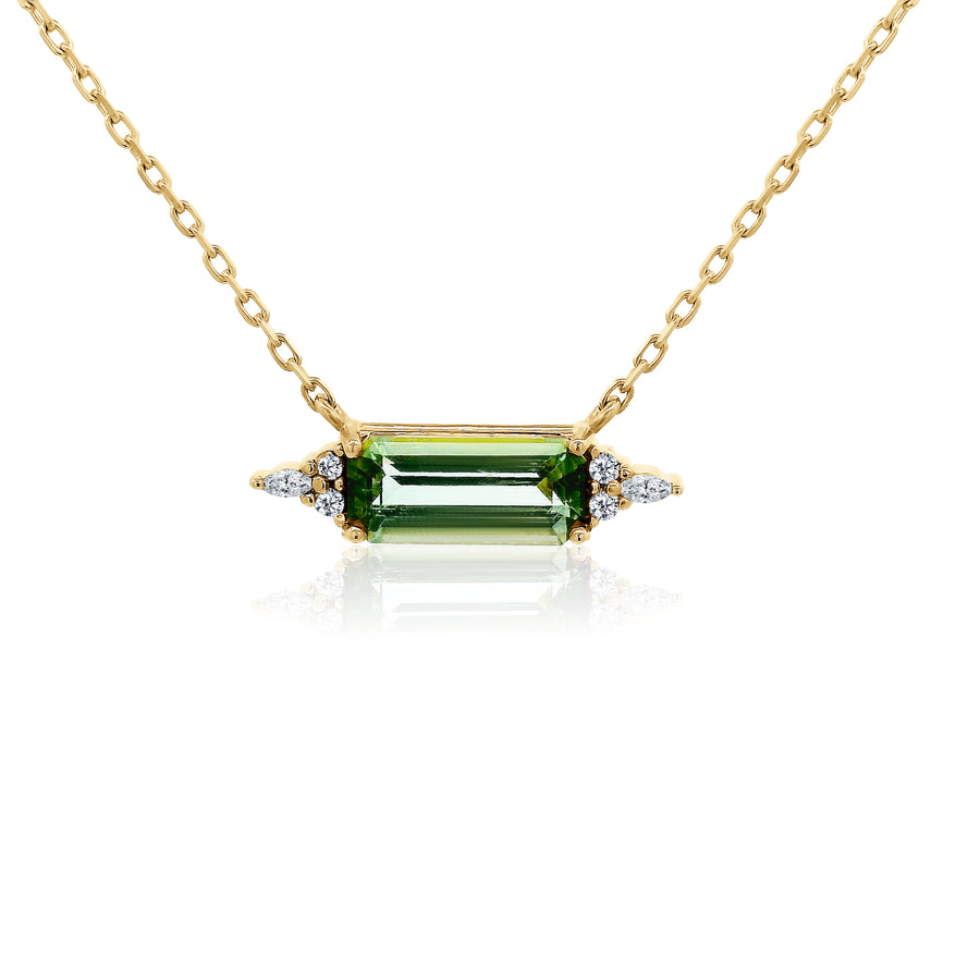 9ct Gold Tourmaline & Diamond Necklace