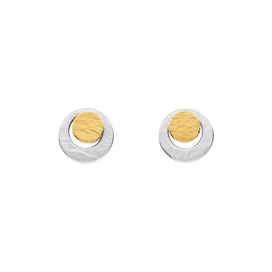 Manu 22ct Yellow Gold And Silver Round Stud Earrings