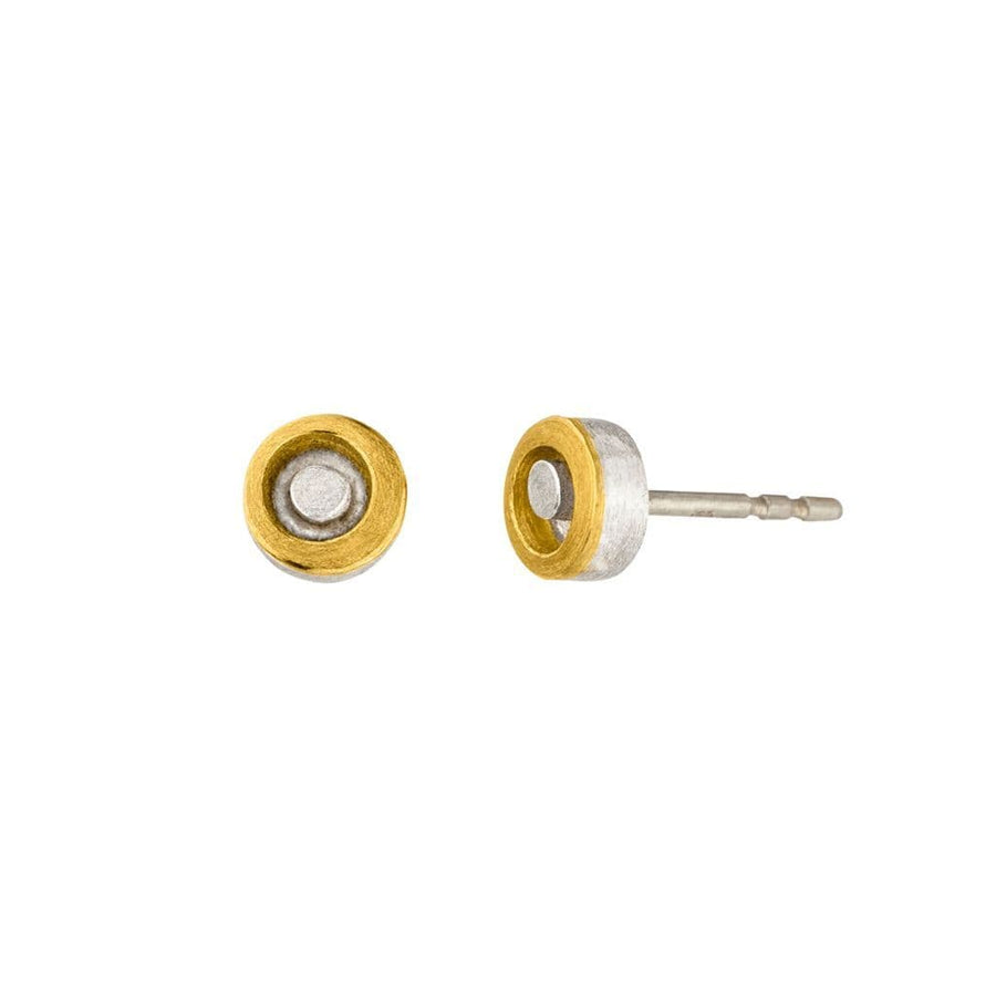 Manu 22ct Yellow Gold And Silver Small Stud Earrings