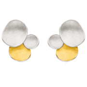 Manu Silver And 22ct Yellow Gold Pebble Style Earrings