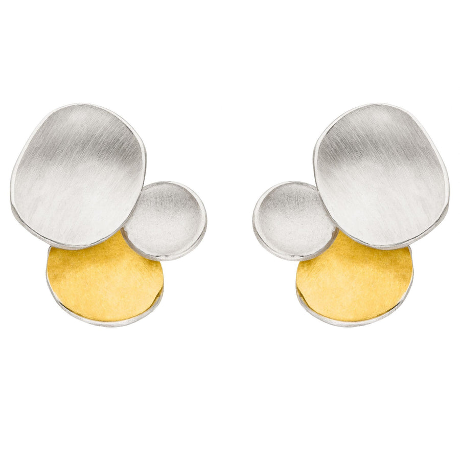 Manu Silver And 22ct Yellow Gold Pebble Style Earrings