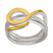 Manu Silver And 22ct Yellow Gold Swirl Ring