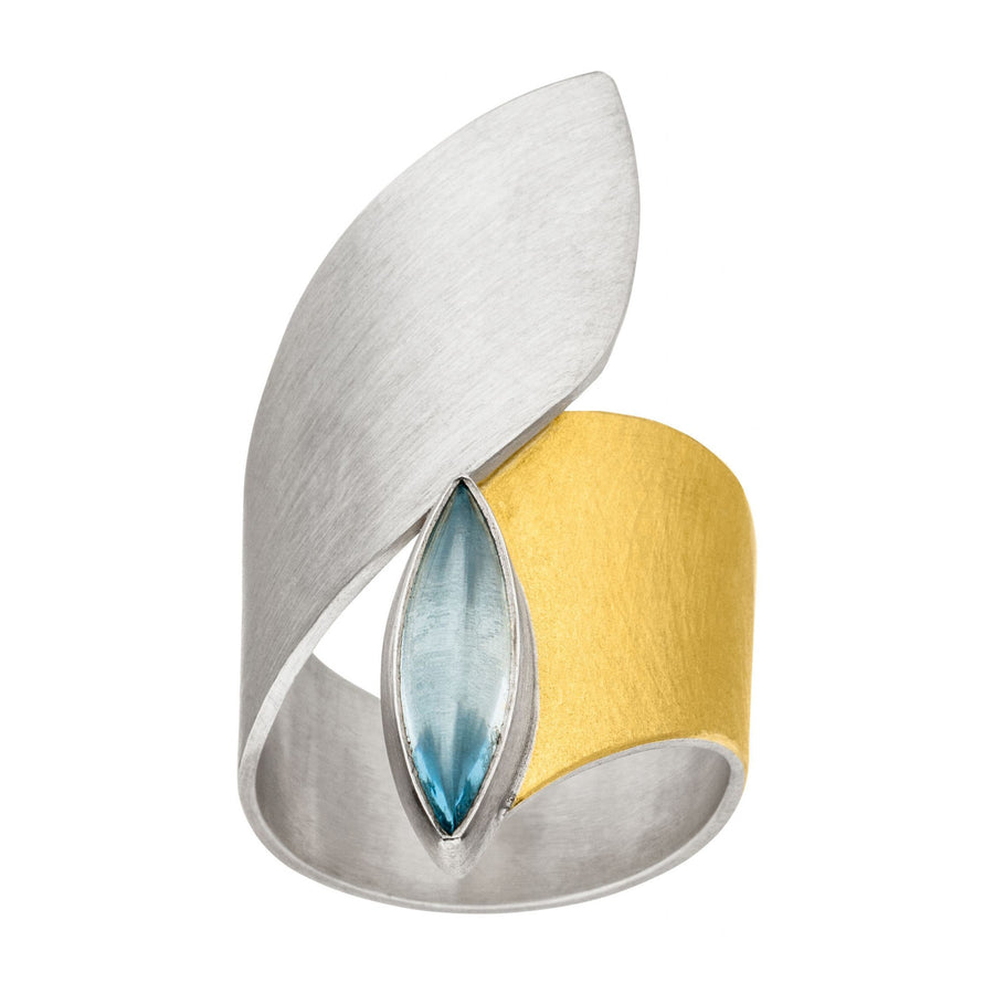 Manu Sterling Silver, 22ct Yellow Gold And Topaz Ring