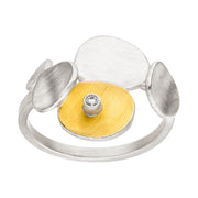 Manu Sterling Silver & 22ct Yellow Gold Diamond Pebble Ring.