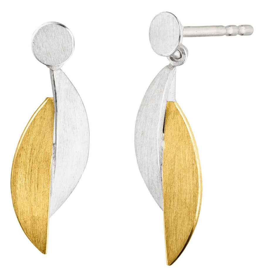 Manu Sterling Silver & 22ct Yellow Gold Drop Wave Earrings