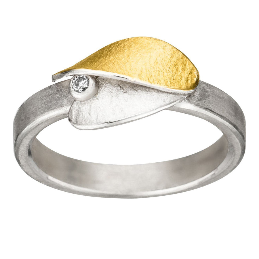 Manu Sterling Silver & 22ct Yellow Gold Ring With Diamond
