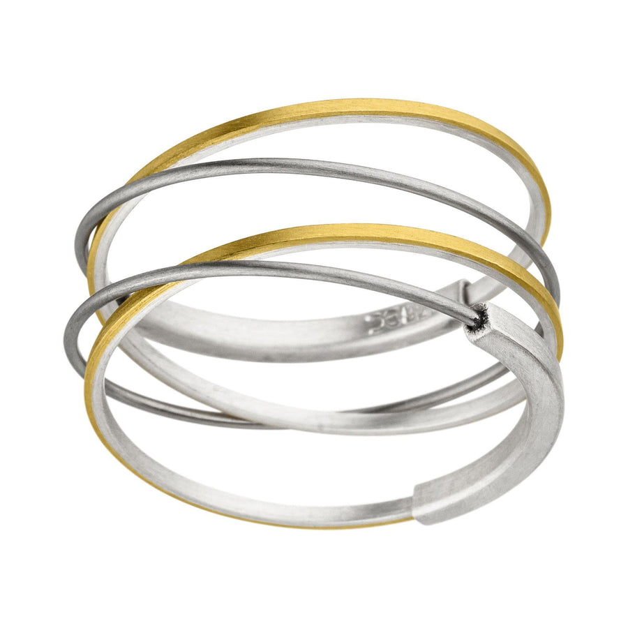 Manu Sterling Silver & 22ct Yellow Gold Wire Ring