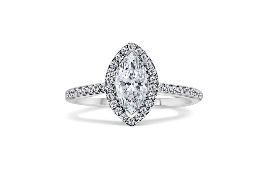 Marquise Diamond Halo Engagement Ring