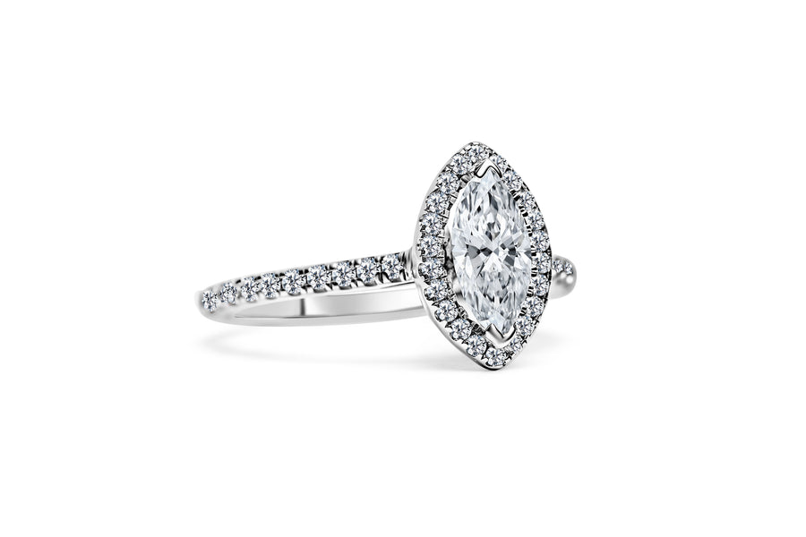 Marquise Diamond Halo Engagement Ring