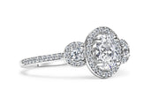 Halo Oval Trilogy Engagement Ring