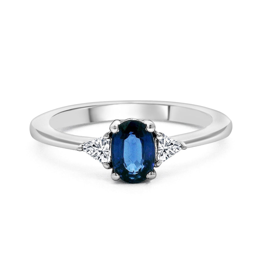 White Gold Sapphire and Diamond Ring