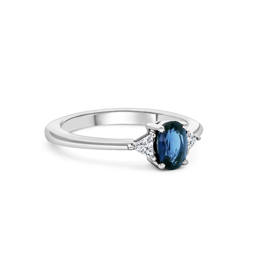 White Gold Sapphire and Diamond Ring