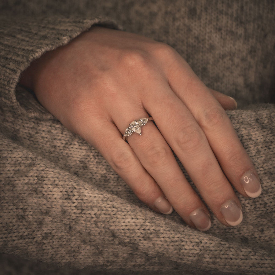 Pear Cut Trilogy Diamond Engagement Ring