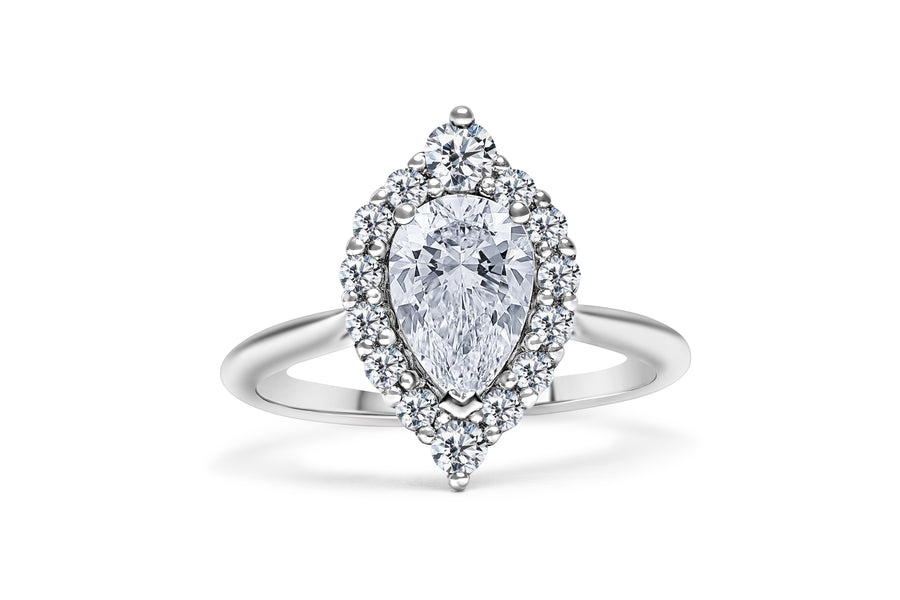 Pear Diamond With Graduating Halo Engagement Ring