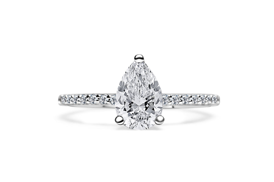Pear Diamond Solitaire With Diamond Shoulders