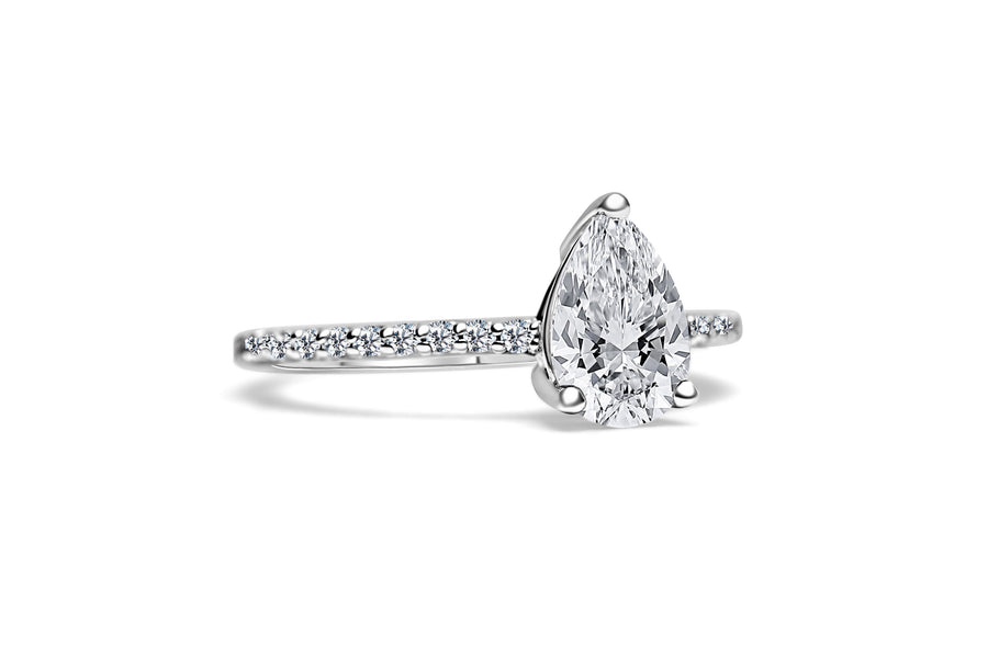 Pear Diamond Solitaire With Diamond Shoulders