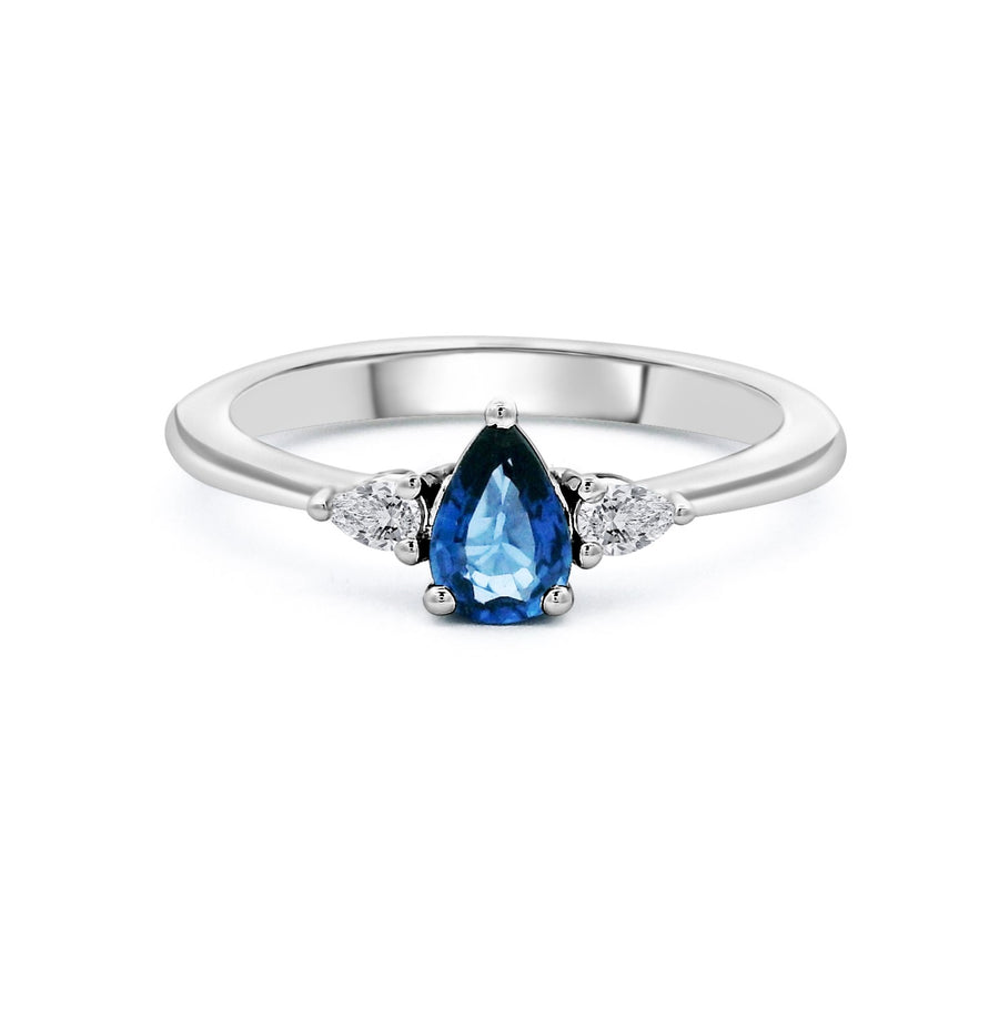 White Gold Sapphire and Diamond Ring