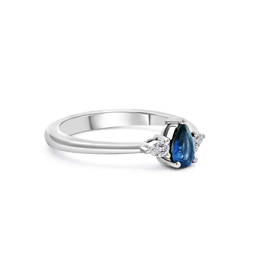 White Gold Sapphire and Diamond Ring