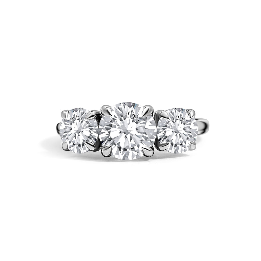 Platinum Round Brilliant Cut Trilogy Engagement Ring