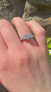 Round Diamond Trilogy With Diamond Shoulders Engagement Ring