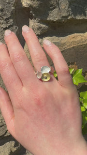 Manu Sterling Silver & 22ct Yellow Gold Diamond Pebble Ring.