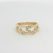 9ct Yellow Gold And Diamond Bubble Ring