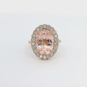 18ct Rose Gold Oval Morganite And Diamond Ring