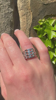 Platinum And Floating Diamond Three Layer Ring