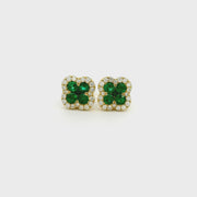 18ct Yellow Gold Emerald & Diamond Earrings