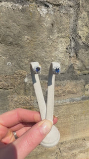 18ct White Gold, Diamond & Sapphire Stud Earrings