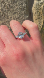 Oval Cut Solitaire With Pear Cut  Shoulders Engagement Ring