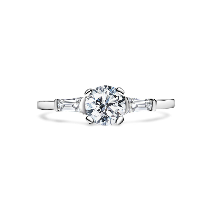 Brilliant Cut With Tapered Baguette Shoulders Engagement Ring