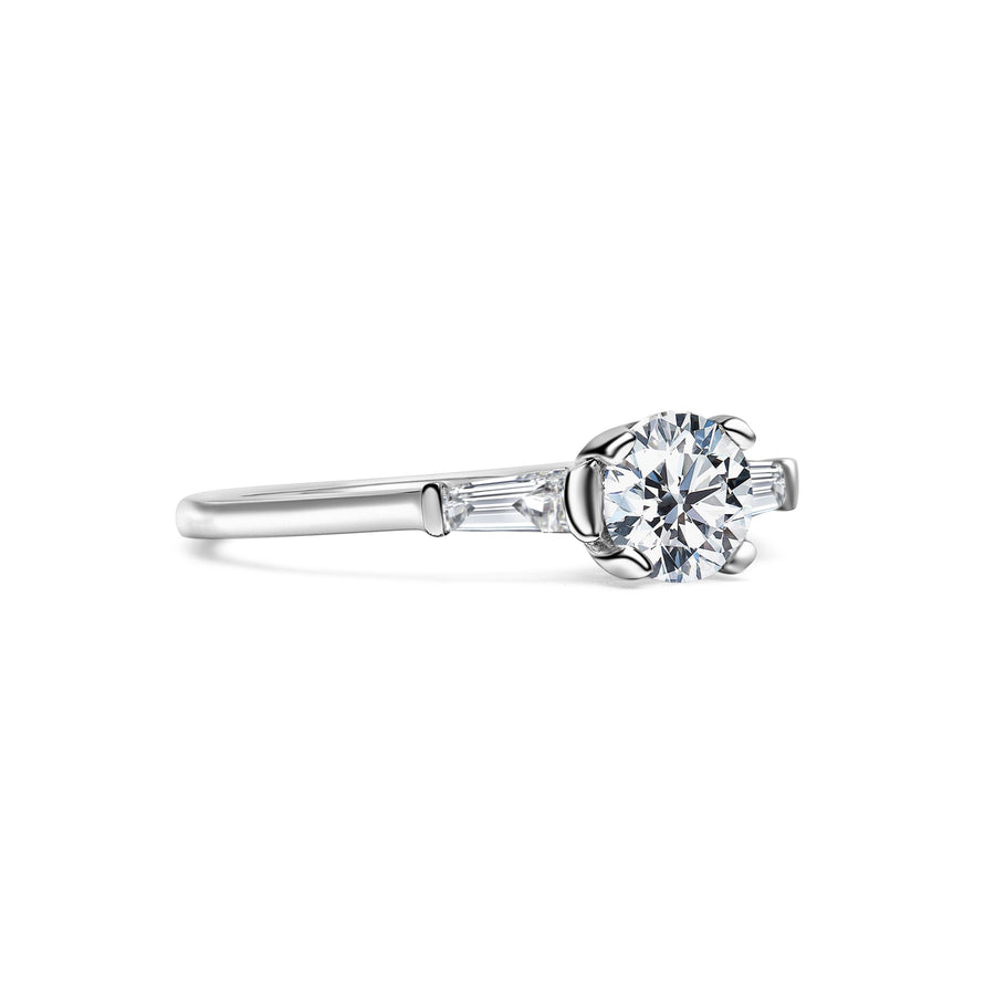 Brilliant Cut With Tapered Baguette Shoulders Engagement Ring