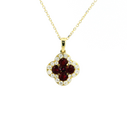 18ct Yellow Gold Ruby & Diamond Clover Pendant