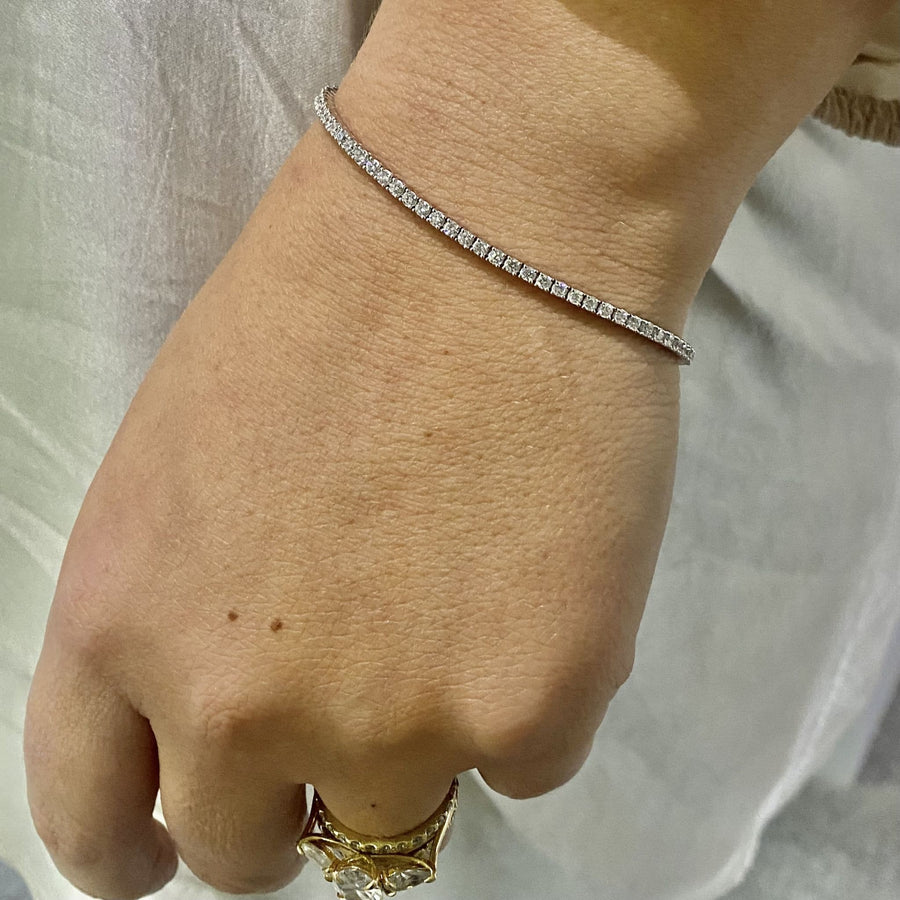 Skinny Lab Grown 18ct White Gold Tennis Bracelet 2.00ct