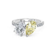 Platinum, Yellow & White Pear Diamond 'Toi Et Moi' Engagement Ring