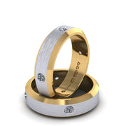 Unisex Yellow And White Gold Wedding Ring Set