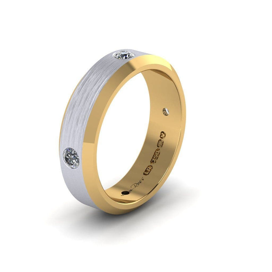 Unisex Yellow And White Gold Wedding Ring Set