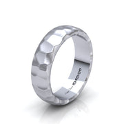 White Gold Hammered Wedding Ring