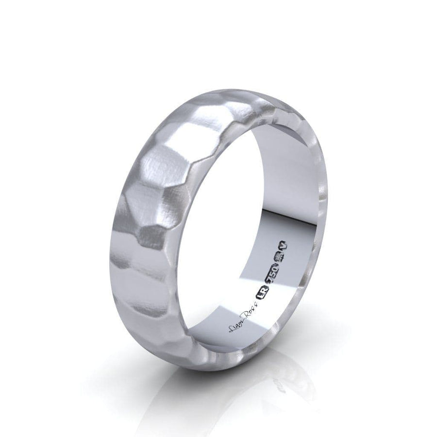 White Gold Hammered Wedding Ring