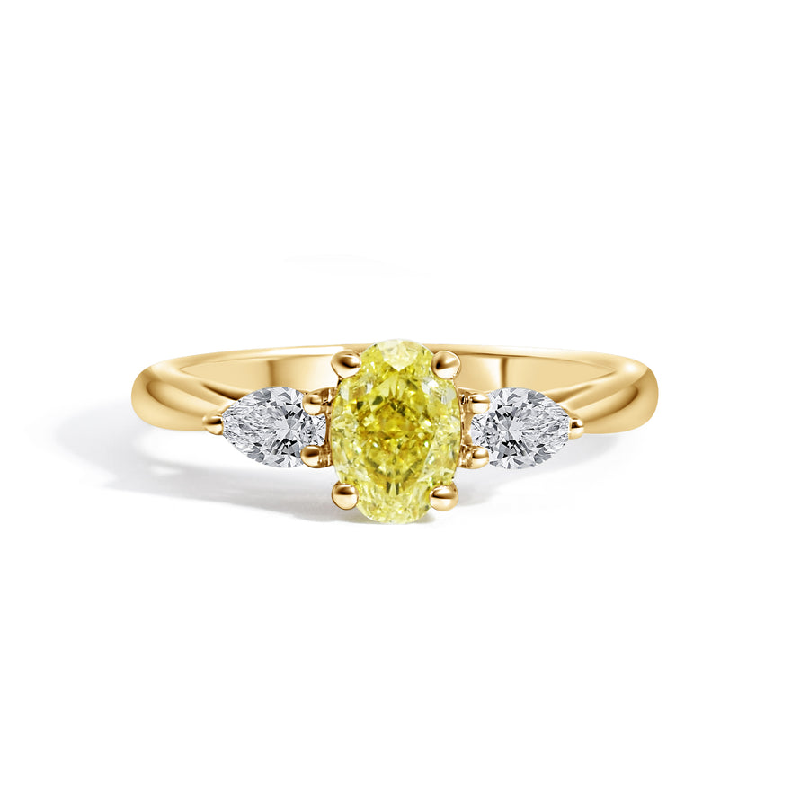 18ct Yellow Gold, Yellow Diamond Trilogy Ring