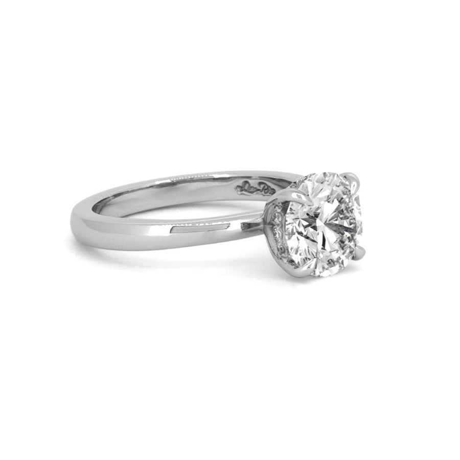 Platinum 2.00ct Lab Diamond Solitaire Engagement Ring With Hidden Halo