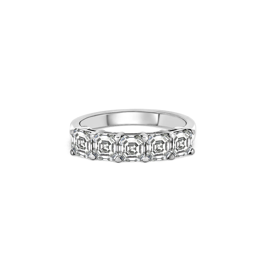 Lab Grown Asscher Cut 5 Stone Ring