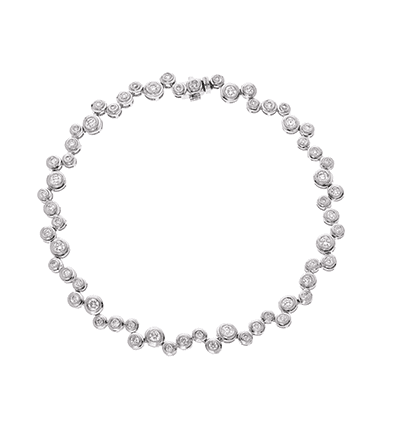 18ct White Gold Diamond Bezel Set Tennis Bracelet