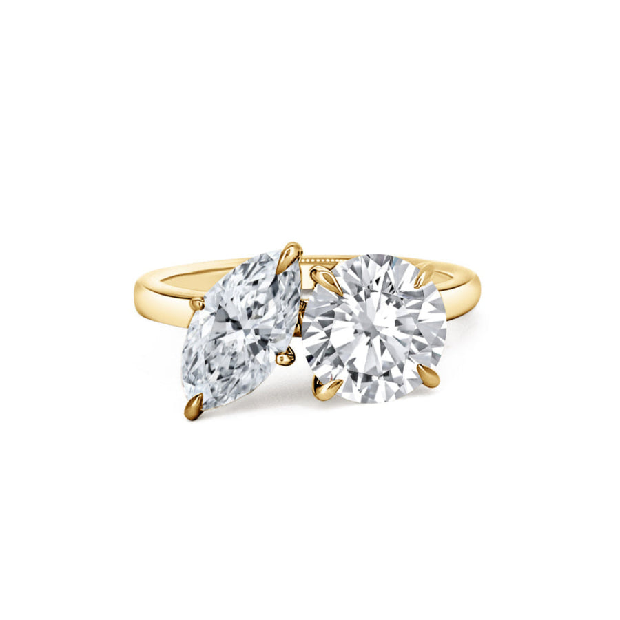 18ct Yellow Gold Round Brilliant & Marquise Cut 'Toi Et Moi' Engagement Ring