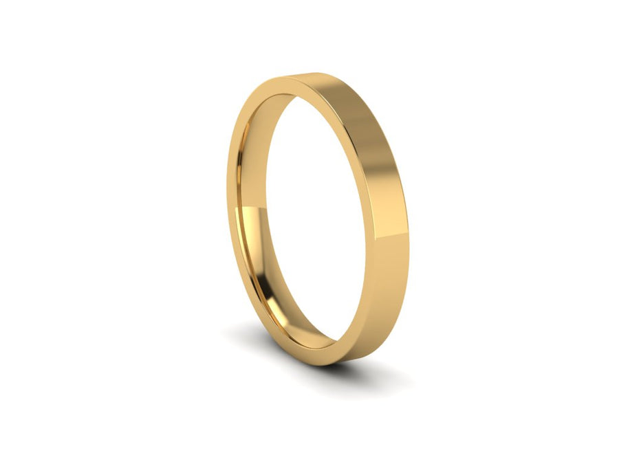 Ladies Yellow Gold 2.5mm Flat Court  Wedding Ring