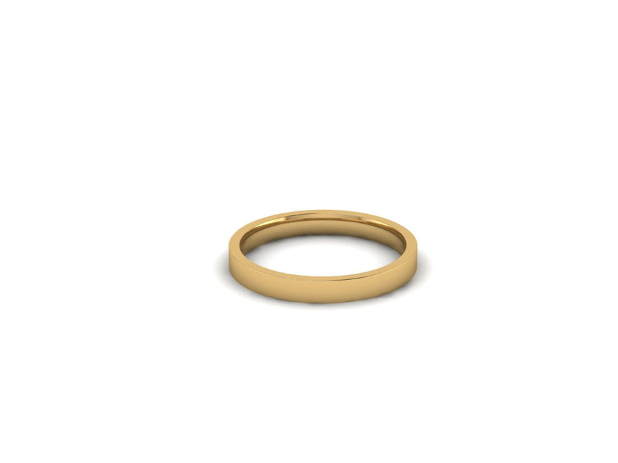 Ladies Yellow Gold 2.5mm Flat Court  Wedding Ring