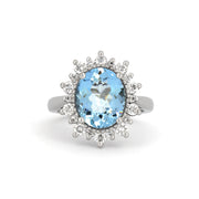 Platinum, Aquamarine And Diamond Cocktail Ring