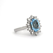 Platinum, Aquamarine And Diamond Cocktail Ring