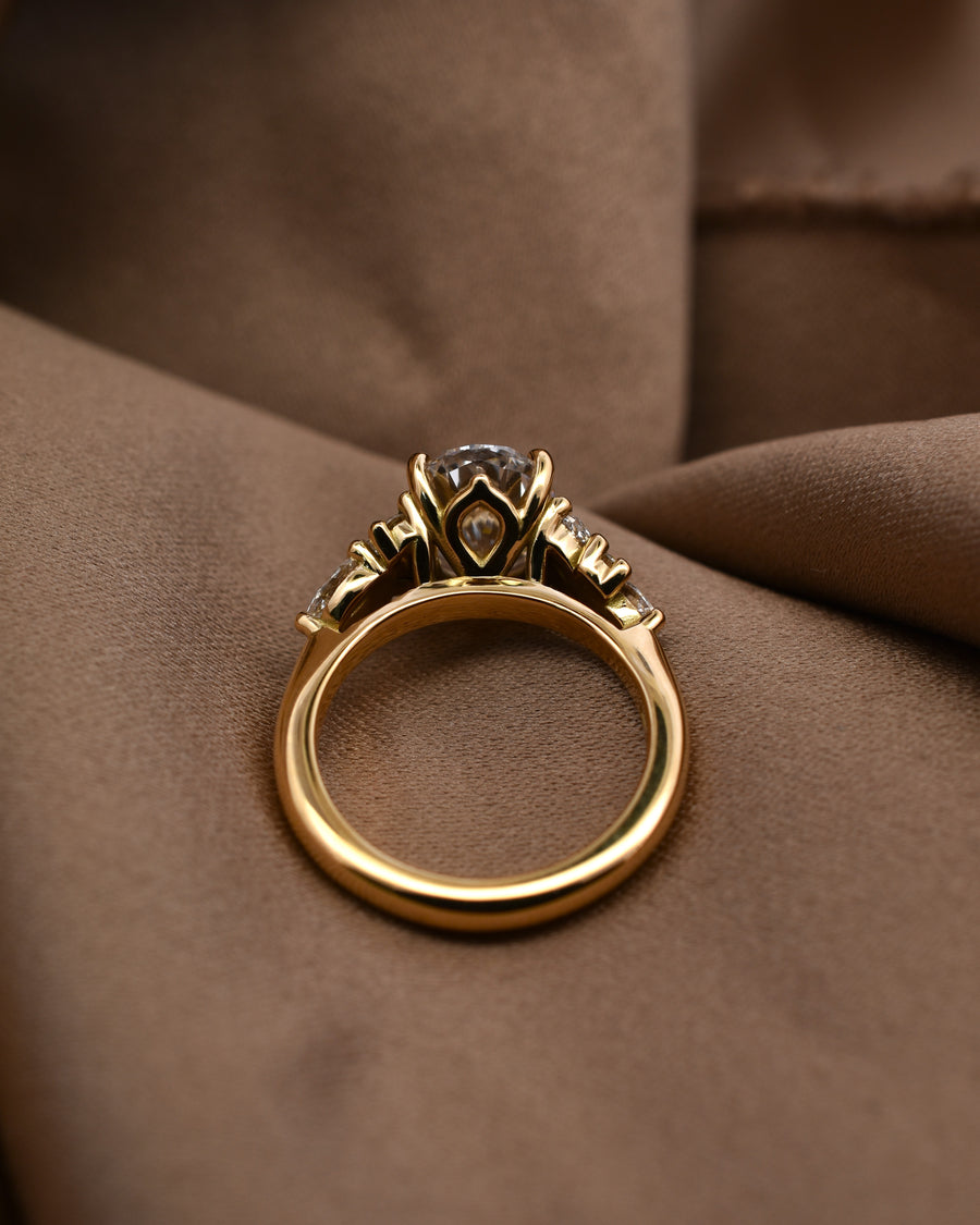 Lab Grown Diamond Oval &amp; Petal Cluster Engagement Ring